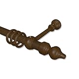 INTERDECO Holz Gardinenstangen in Nussbaum lackiert 28 mm Ø Classic Rondo, 120 cm