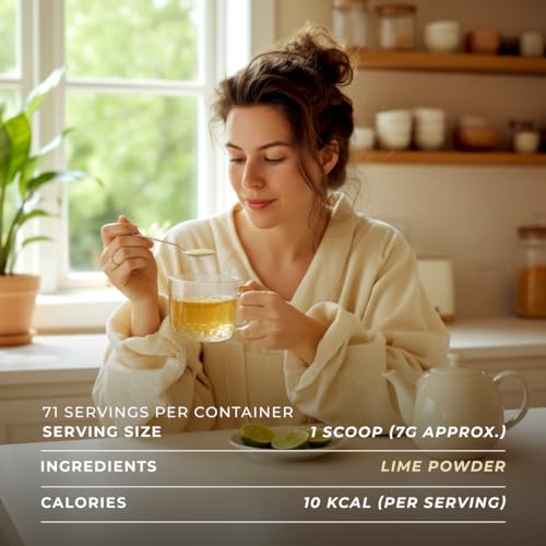 Gya Tea Co Lime Powder 1.1 lb (17.64 oz) - Rich in Vitamin C, Raw Lime Juice Powder - Water Flavor Enhancer for Drinks, Smoothies, Cooking, Cocktails - No Sugar, No Additives, Non-GMO, Gluten Free