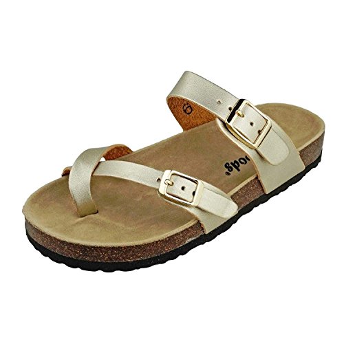 Outwoods women's bork-30 vegan leather toe-loop buckle flats sand…