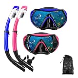 Snorkel mask Snorkeling Set for Adults and Youth, Diving mask and Full Dry Snorkel Swim Googles is Suitable for Snorkeling, Dive Scuba Diving, Swimming (Blue+Pink（2 Set）) -  dong guan tian cheng