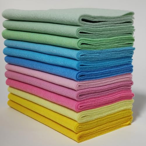 Image of XSEINO 12 Rolls 8 inchx35 inch 1.4mm Thick Soft Felt Fabric Sheet 12 Assorted Pastel Garden Series Colors Felt Pack for DIY Craft Sewing Squares Nonwoven Patchwork