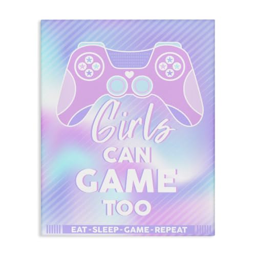 Girls Can Game Too Gamer Phrase, 24 x 30 Inch Canvas Wall Art
