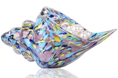 WUBIANJIE Blown Glass Conch Statue,Coastal Home Decor Sea Shells,Sea Glass