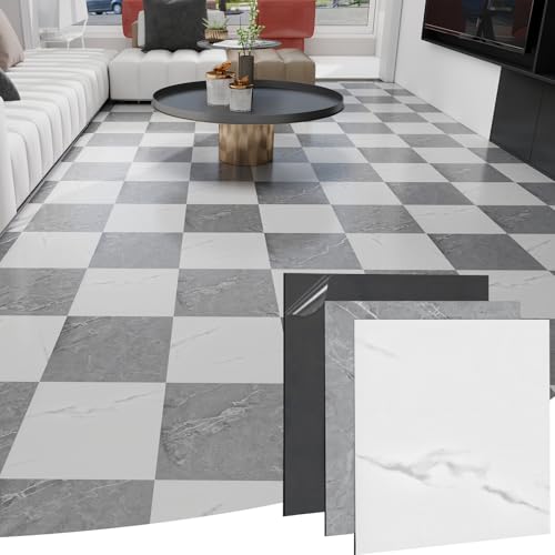 Biyoee Suelos de mármol gris y blanco, paquete de 30