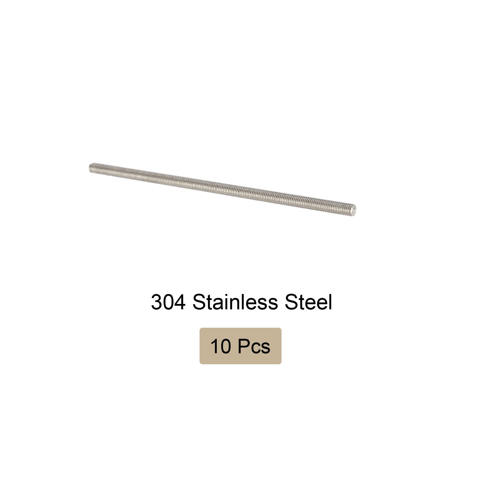 Sourcing Map M10 X 500mm Fully Threaded Rod 304 Stainless Steel Right