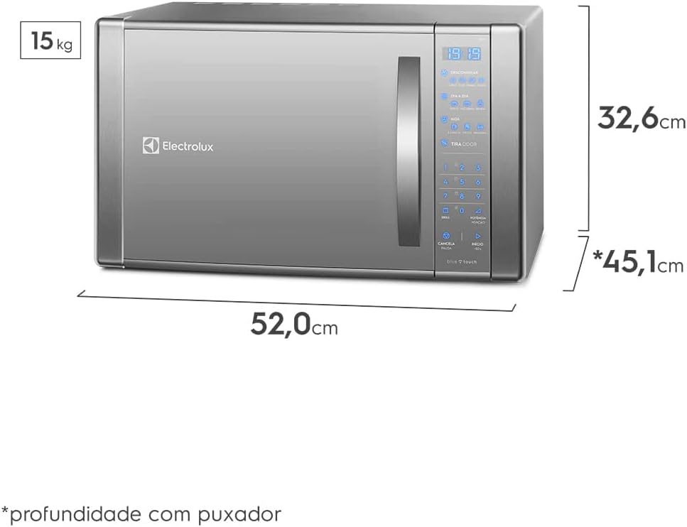 Micro-ondas Electrolux 31L cor Inox Espelhado com Função Grill e Painel Blue Touch (ME41X) - 127V