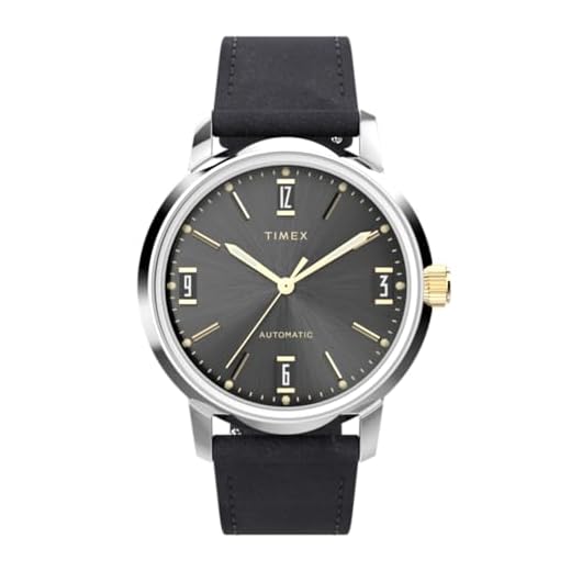 Timex Marlin Automatisch 40 mm herenhorloge - zwart lederen tweedelige band met snelsluiting, zwarte wijzerplaat, roestvrijstalen kast, TW2W33900