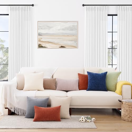 Set of 4 Khaki Throw Pillow Covers 12x20 Inch, Neutral Boho Farmhouse Aesthetic Decorative Pillow Cases for Couch, Sofa, Living Room & Bed, Soft Chenille Pillow Cases, Stylish Home Decor, 30x50 cm — view 5