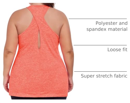 Image of ForHailey Women's Plus Size Cross Back Workout Tank Tops Athletic Shirts