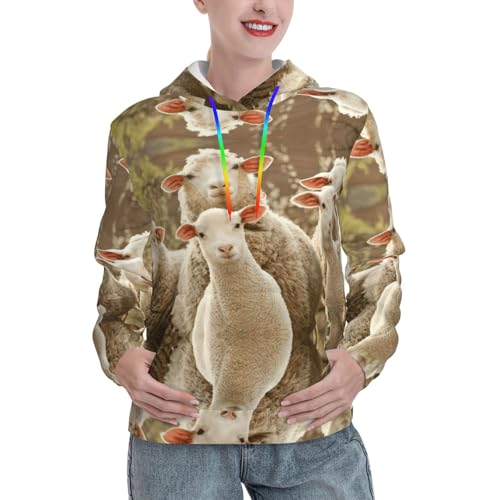 Sweat à capuche pour femme à imprimé moutons idéal pour vos moments de détente à la maison
