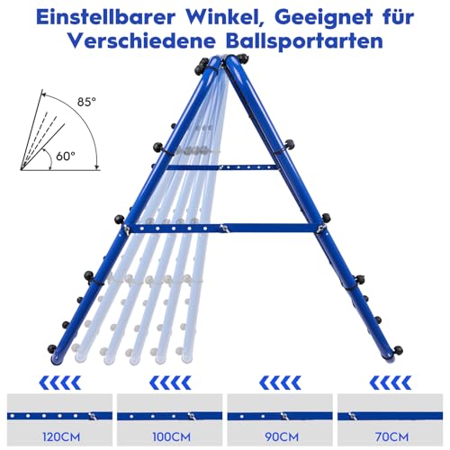Rebounder für Fußball – Verstellbares Doppelseitiges Rebounder-Netz mit Ziel, für Fußball, Baseball, Tennis, Rugby – Trainingsnetz mit robustem Stahlrahmen – 80/100/120 cm Trainingszubehör Inn