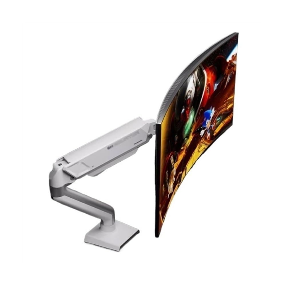 SaryEdge Height - Adjustable Monitor Stand Arm Single Monitor Mount, Height Adjustable Monitor Arm with C-Clamp & Grommet Base, VESA 75x75 or 100x100mm, for 17,White
