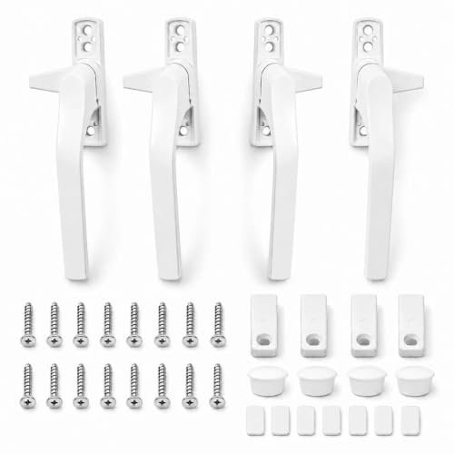 Image of 4PCS White UPVC Window Handles Replacement with Keys, Left Right