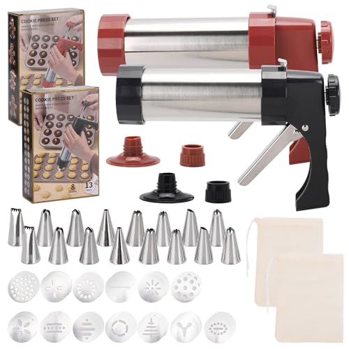 2 Sets Churro Maker Machine, Stainless Steel Cookie Press Gun Kit
