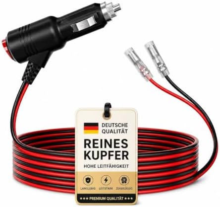 12V Stecker Zigarettenanzünder Stecker KFZ Stecker mit Schalter & Sicherung | 12 Volt Stecker 2-polig Schnellverbinder Kabel, Auto Zigarettenanzünder für Kühlbox, Dieselheizung, Sp