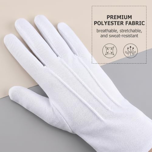 2 Paires de Gants Blancs XL - Gants de Cérémonie en Polyester pour Smoking Formel, Inspection de Bijoux, Costume de Magicien et Défilé Militaire - Confortables et Extensibles – vue 5