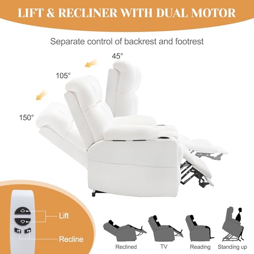 Image of Korser Oversized Dual Motor Power Lift Recliner for Elderly with Massage and Heat, Extra Wide Recliner Chairs with Adjustable Headrest, Electric Lift Chair with Storebox Cupholder, USB Ports, Type C
