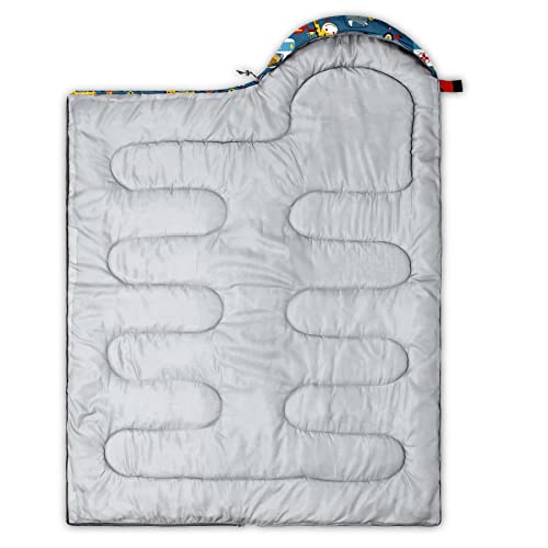 Bolsa de dormir infantil para niños y niñas, estampado de autos y animales, ligera, cálida, portátil, impermeable, resistente al frío para camping y senderismo (Autos) miniatura 4