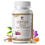 10-IN-1 Cortisol Supplements w/ KSM-66® Ashwagandha 300mg + L-Theanine 250mg, Magnesium Glycinate, Saffron, Phosphatidylserine, Turmeric & Vitamin C D3 B6 B5, For Women Men, 120 Capsules 60-Day Supply