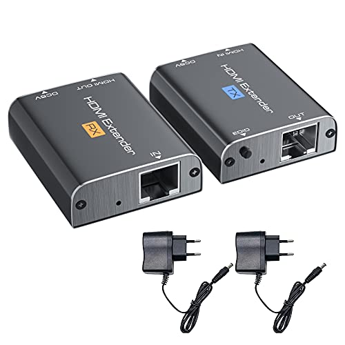 AMANKA HDMI Extender 1080P 60M, HDMI vers Ethernet HDMI Émetteur and Récepteur Transmission sur Cat5e Cat6 pour Full HD 3D Soutien sans Perte pour Lecteur PS4,PS5,Sky,Xbox,HDTV