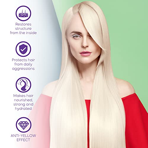 Hair Expert Thermal Mask - Contains Marine Collagen And Almond Oil - Formaldehyde-Free - Repairs The Hair Elasticity And Flexibility, Softens, Moisturizers, Adds Shine (Blonde 33.8 Oz (For Blondes)) #TOP1