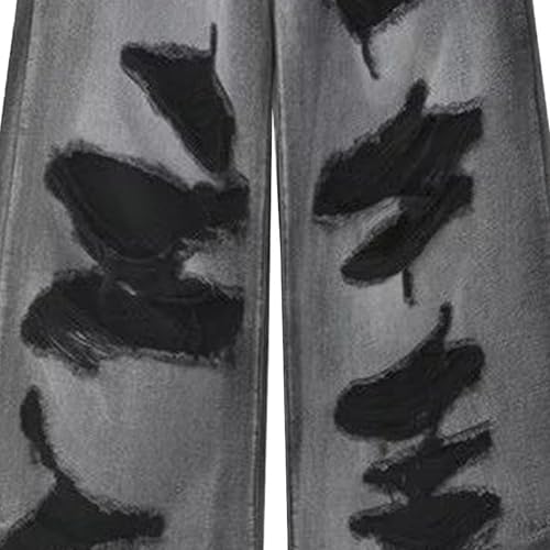 Men's Baggy Ripped Jeans Trendy Hip Hop Streetwear Clothes Casual Mid Rise Wide Leg Trousers2