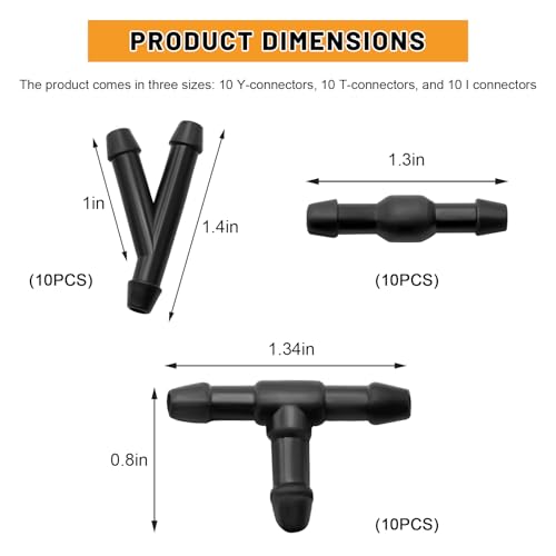 Fkewp 30 PCS Windshield Wiper Hose Connectors, I-Type Y-Type T-Type Car Windscreen Water Washer Pipe Adapter Kit, Fluid Hose Connector for Most Vehicle Windshield Washer Tubing - Thumbnail 2