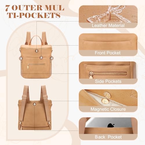 Leather Diaper Bag Backpack by miss fong, Backpack Diaper Bag with Changing Pad,Wipes Pouch,Diaper Bag Organizer