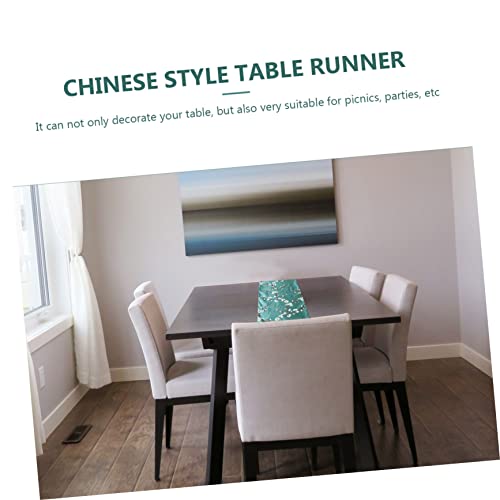 Chemin de table chinois polyester vert fleur de prunier décoration table fête banquet chic - 7