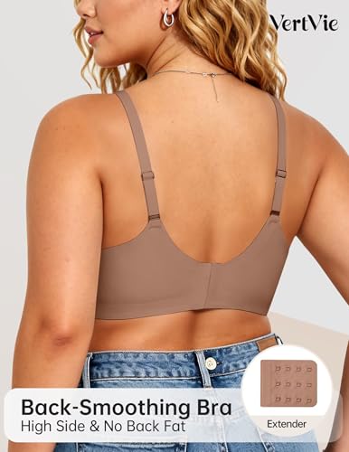 Image of Vertvie Jelly Bras for Women No Underwire Supportive | Seamless Wireless Bralette, Cool Breathable Mesh, Push Up Scalloped V-Neck, Full Coverage Tshirt Bra, Soft Comfortable
