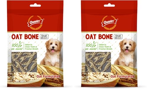Image of Gnawlers Oat Bone Dog Treat for All Life Stages, Vegetable Flavor 225g (25 Pieces) (Pack of 2)