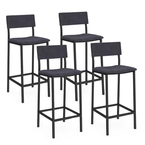 Scegliete il set di 4 sgabelli da bar AUBIN con schienale e poggiapiedi per un look moderno!