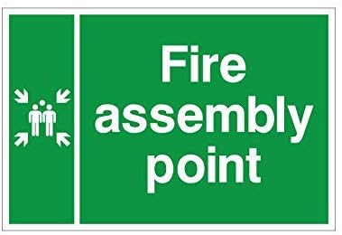 Fire Assembly Point Sign 200mm x 300mm - Self Adhesive Vinyl