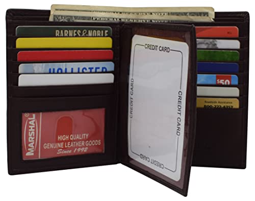 MARSHAL RFID Blocking Bifold Hipster Multi Credit Card ID Holder Wallet Premium Leather (Burgundy)2