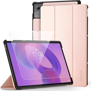EasyAcc Hülle für Lenovo Idea Tab Plus 12.1 Zoll 2025 mit Schutzfolie, Ultra Dünn mit Standfunktion Slim PU Leder Schutzhülle (Roségold)
