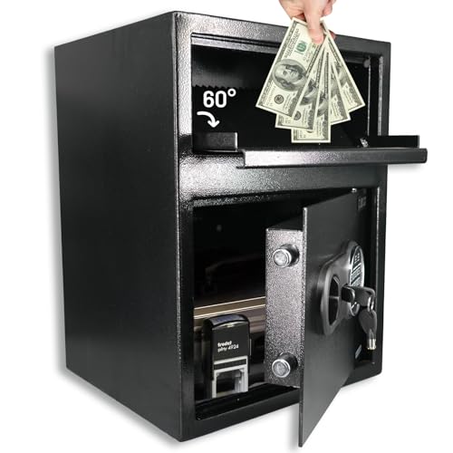 ZKH Drop Safe, 1.3 Cu.ft Deposit Drop Slot Safes for Money with Digital Combination Lock & Spare Keys, Security Home Safe for Cash, Documents, Jewelry, Valuables