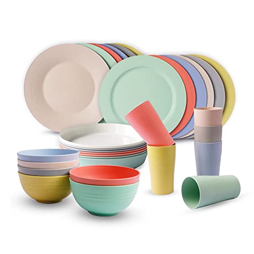 Greenandlife 9.3Inch/8Pcs Plates + Dinnerware Sets For 6(24Pcs), Unbreakable Microwave Safe Reusable Lightweight Plates And Bowls Sets Cups Dishwasher Safe Dishes For Outdoor Camping, Rv #TOP25