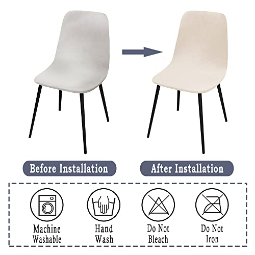 Itfro Set Of 6 Stretch Velvet Shell Chair Cover Mid Century Modern Dining Chair Slipcover Armless Accent Chair Cover Kitchen Chair Seat Protector For Hotel Party (Beige) #TOP6