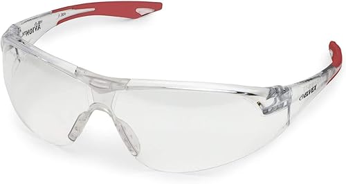 Delta Plus SG-18C Gafas de seguridad, lente transparente HCPC, puntas de patillas rojas