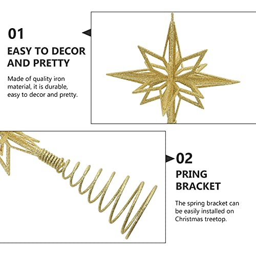TOYANDONA 1PCS Topper Árvore De Natal Da Estrela Glittering Metal Árvore Topper Estrela Topo Da Árvo