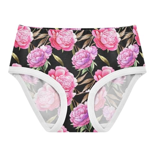 Joisal Cotton Toddlers Underwear Floral Vintage Pink Peonies Floral Purple Little Girl Panties Durable Kids Undies Briefs 2t