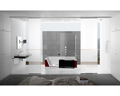 Repabad Easy- In Dusch Badewanne 170 Wandversion Einstieg rechts Front Glas Coffee mit Montage mit Sound Bluetooth Boxen-5