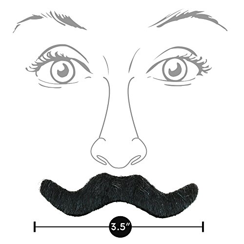 Skeleteen Self Adhesive Party Mustaches - Hairy Fake Black Sticker Mustache - 3 Piece Set