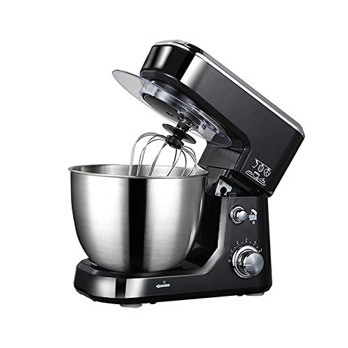 Cocina Batidora Amasadora, Procesador de alimentos de 600W y 4L, Máquina de cocción de cocina, Batidora de alimentos con gancho para masa y batidor - Negro