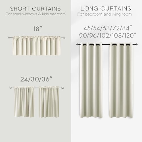 Image of Beige Grommet Insulated Thermal Room Darkening Blackout Curtains 52x90 Inch Length
