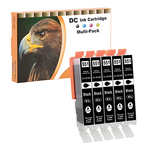 D&C 5X Schwarz Druckerpatronen Kompatibel für Canon CLI-551 BK XL für Canon Pixma MG7150 MG7550 iP7200 iP7250 MG5400 Series MG5450 MG5550 MG5650 MG5655 MX725 MX920 iP8750 iX6850 MG6350 MG6450 MX925 D&C 5X Schwarz Druckerpatronen Kompatibel für Canon CLI-551 BK XL für Canon Pixma MG7150 MG7550 iP7200 iP7250 MG5400 Series MG5450 MG5550 MG5650 MG5655 MX725 MX920 iP8750 iX6850 MG6350 MG6450 MX925
