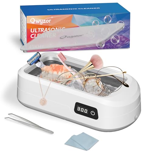 Ultraschallreinigungsgerät, 49000Hz 640ml Brillenreinigungsgerät Mit 4 Modi, 40W Ultraschallreiniger, Ultraschall Reinigungsgerät für Brille Schmuck Uhren Zahnersatz, Mit Pinzette und Reinigungstuch