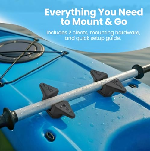 SandShark PaddleLock Kayak Track Mount Cleat – Kayak Rail System Tie Down Anchor Point | 2-Pack Kayak Cleat | Track Cleat | Secure Rope Ore Paddle Holder for Docking, Anchoring & Mooring