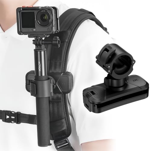JJC ���B��_�z���_�[ �o�b�N�p�b�N �X�g���b�v�}�E���g Insta360/DJI �A�N�V�����J�������Ƃ�_�p 20�`30mm���B��_�Ή� 360°��]�� �ϋv�� �y�ʉ� �n���Y�t���[ �o�b�N�p�b�N�N���b�v �ȒP�Ɏ��t���\ POV����B�e ���s �A�E