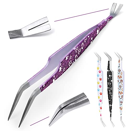 Helperfect Premium 2in1 Edelstahl Zeckenzange für Hunde und Katzen - Schonender & Effektiver Zeckenentferner - Bestehend aus Zeckenpinzette und Zeckenhaken - Perfekt für alle Haustierbesitzer